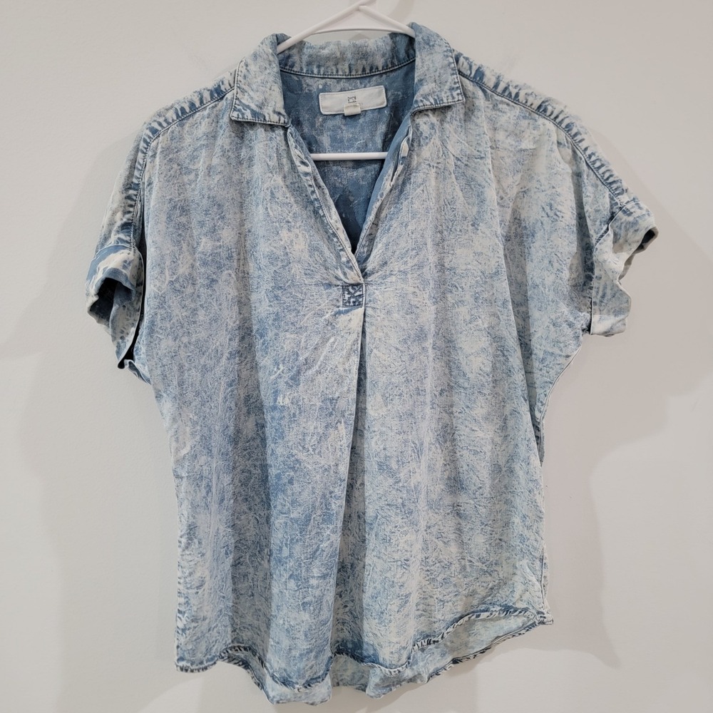 Thread And Supply Womens Chambray Top Size Xs Stonewash Lyocell Grunge 90S